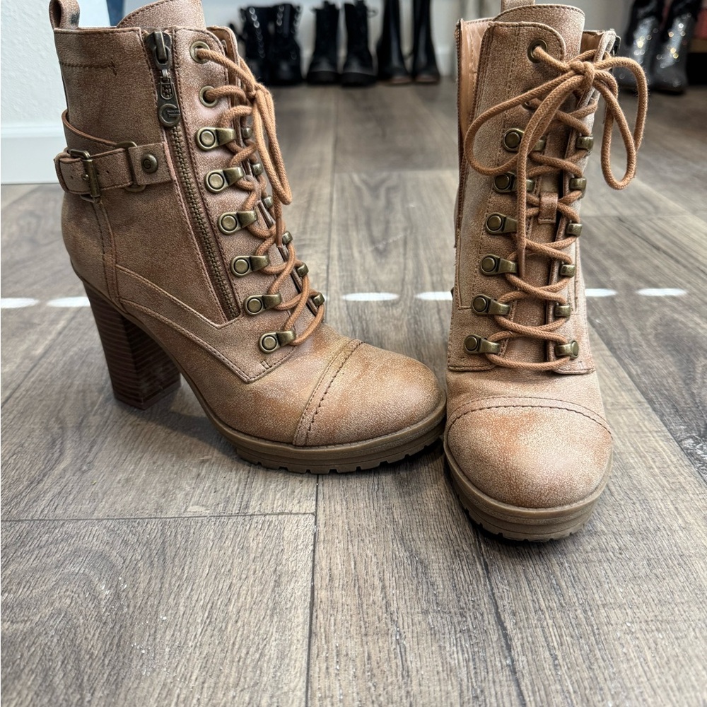 Brown Lace-Up Ankle Boots